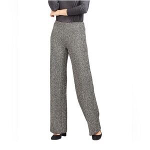 J. McLaughlin Tweed Sequin Knit Pants Size 4 Gray Straight Leg Pull On Stretch